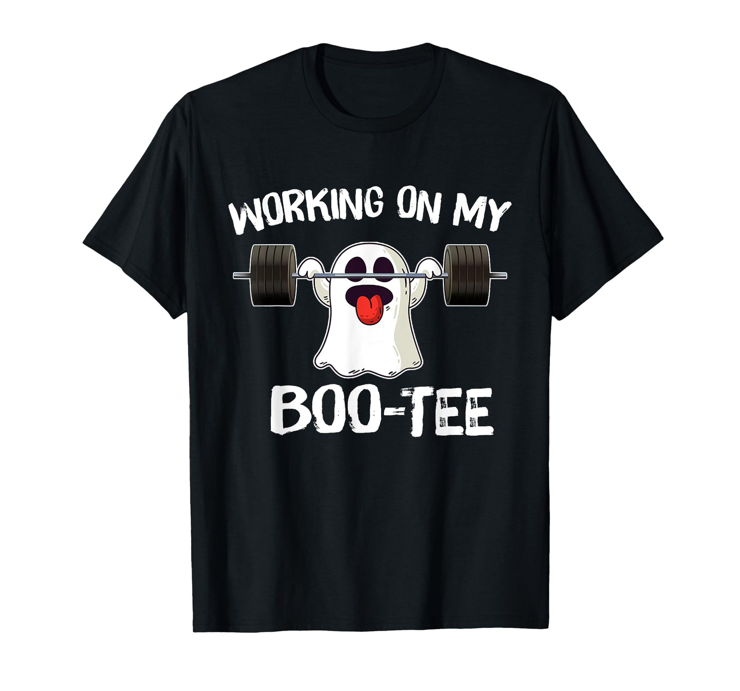 Working On My Booty Boo Tee Funny Halloween Gym Ghost Pun T-Shirt