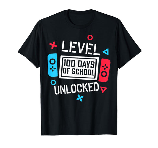 Level 100 Days Of School Unlocked Gamer Video Games Boys T-Shirt