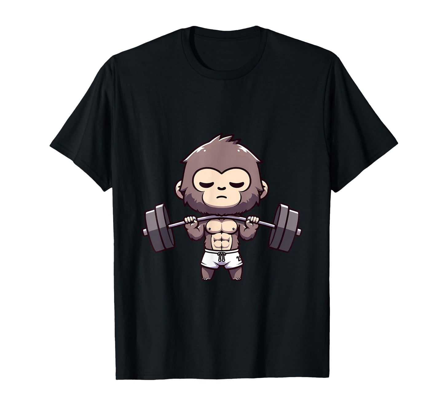 Cute Muscular Monkey Weightlifting Funny Workout T-Shirt