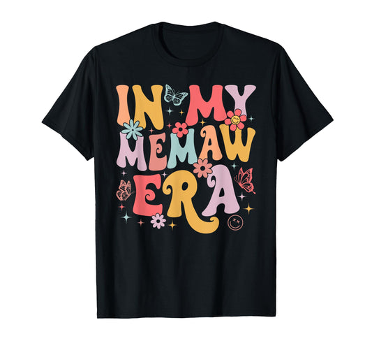 In My Memaw Era Groovy Retro Mothers Day Butterfly Women T-Shirt