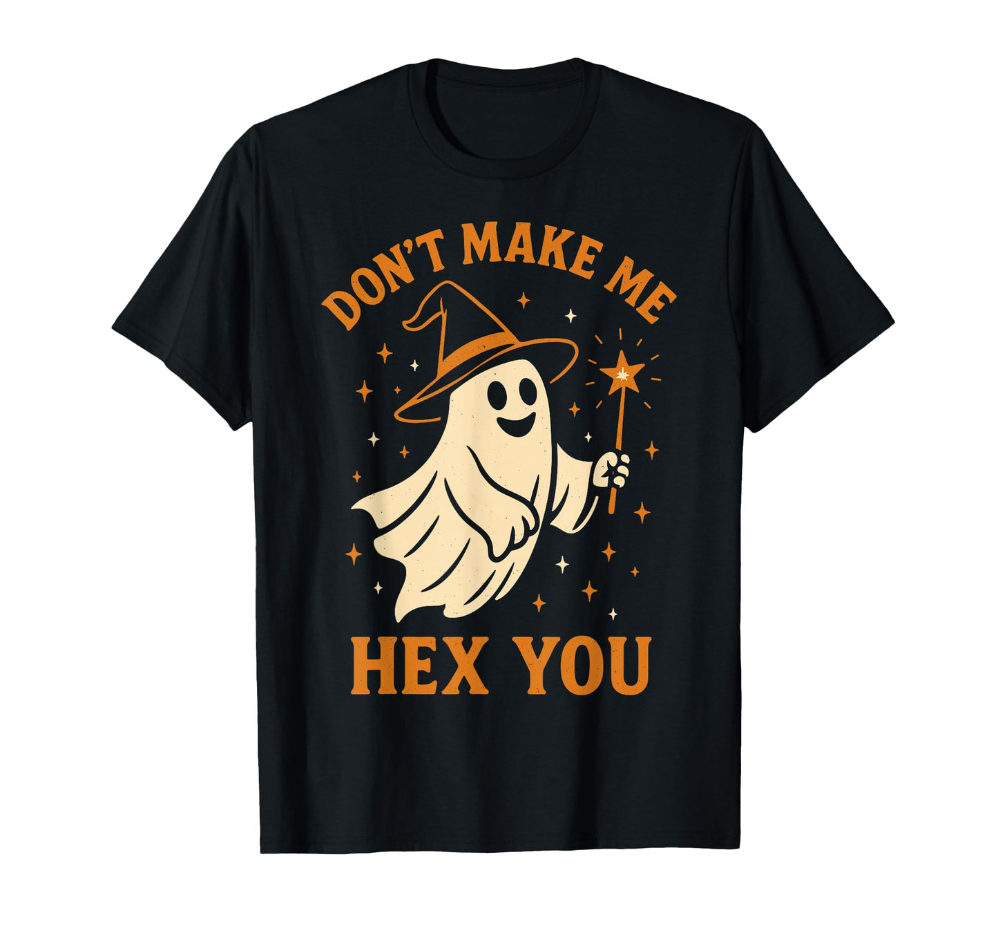 Ghost with Witch Hat Funny Spooky Season Cute Halloween T-Shirt