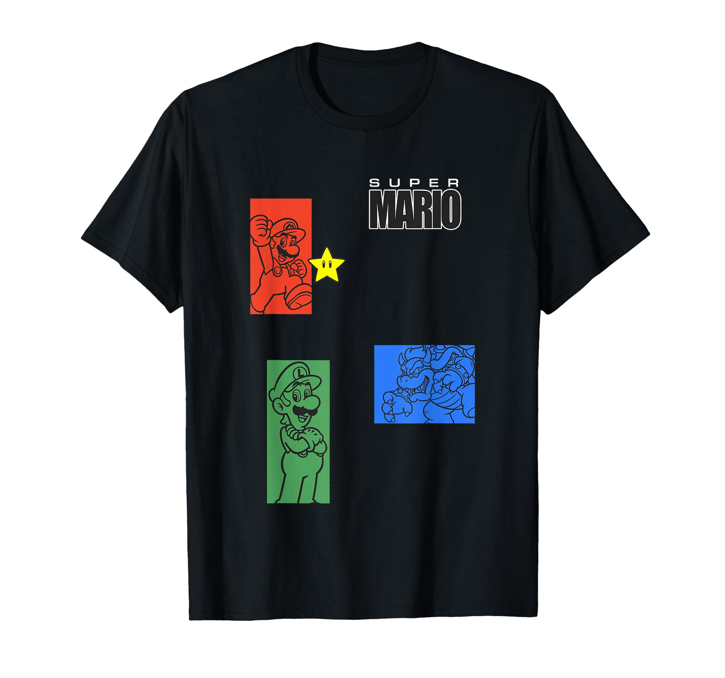 Super Mario Luigi & Bowser Color Trio Panels T-Shirt