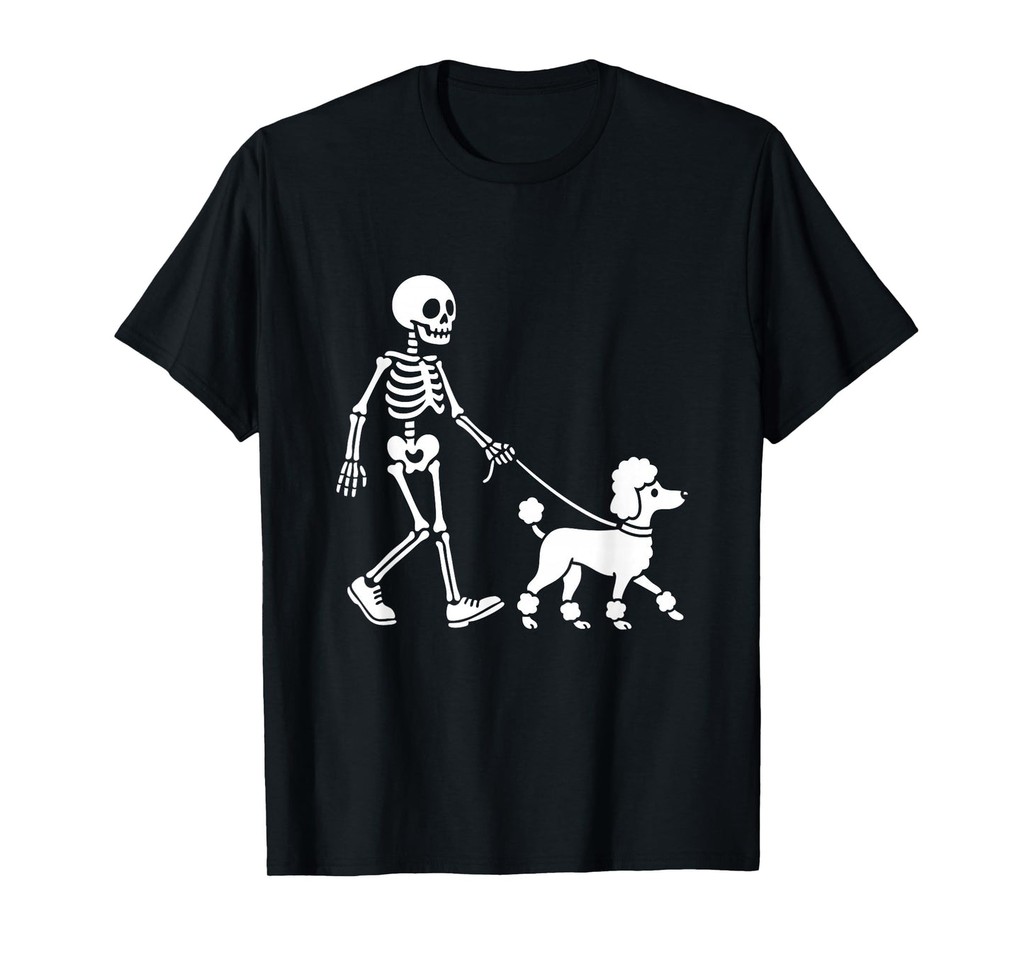 Skeleton Walking A Dog - Spooky Halloween Dog Lover T-Shirt