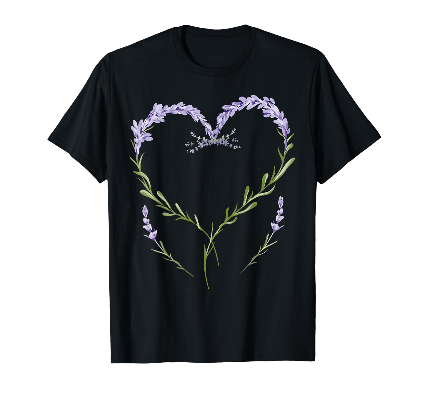 Vintage Botanical Heart Lavender Flower Gardening Floral T-Shirt