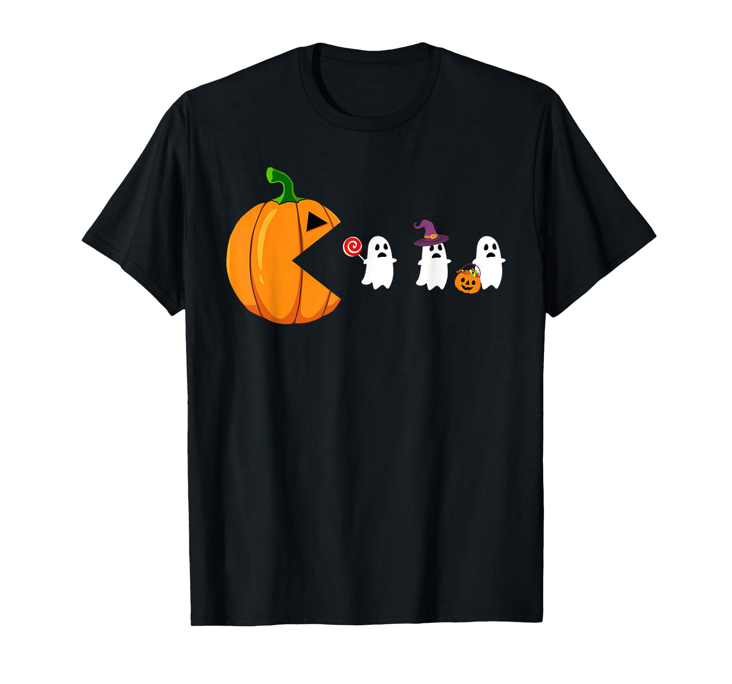 Halloween Gamer Pumpkin Eating Ghost Costume Men Boys Kids T-Shirt