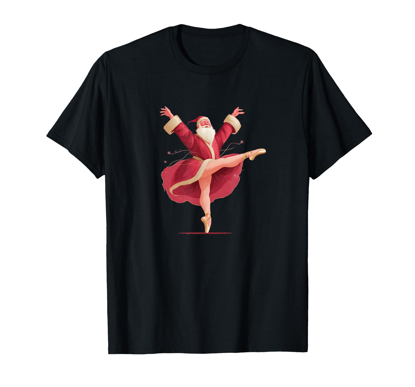 Beautiful Santa Dancer in Ballerina Style T-Shirt