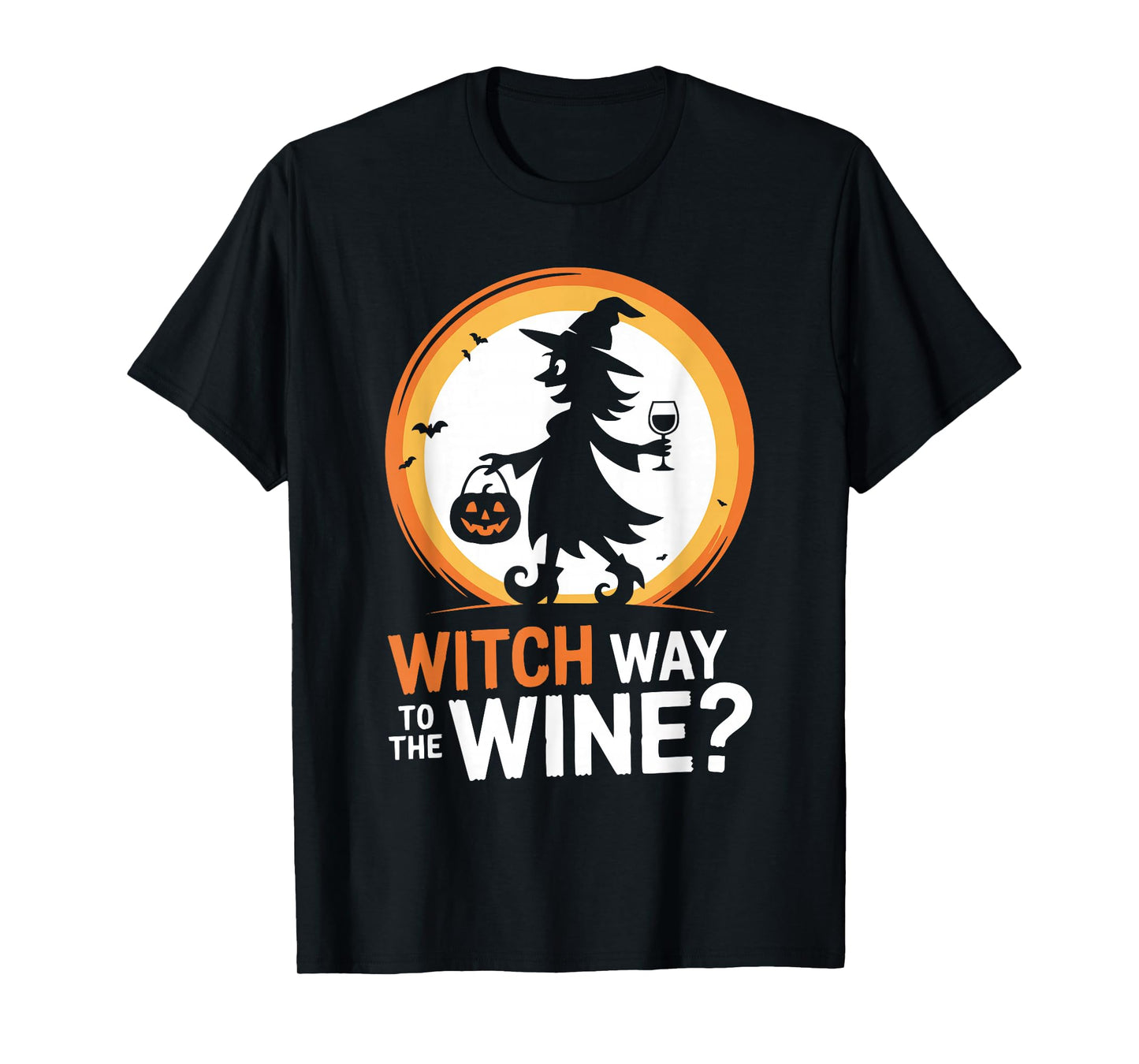 Funny Halloween Witch Way to The Wine Joke Ladies Women T-Shirt