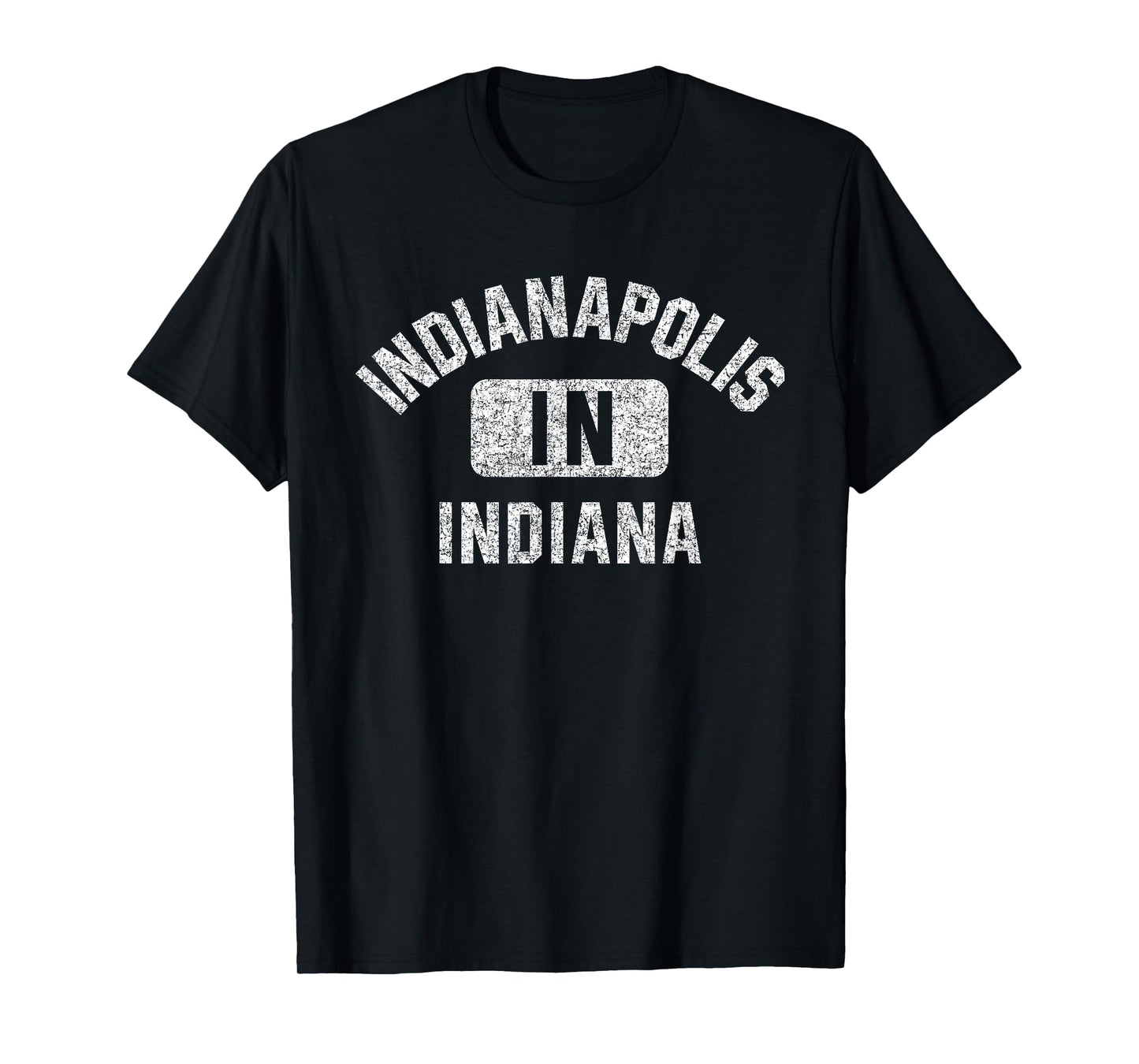 Indianapolis Indiana Gym Style Distressed White Print T-Shirt