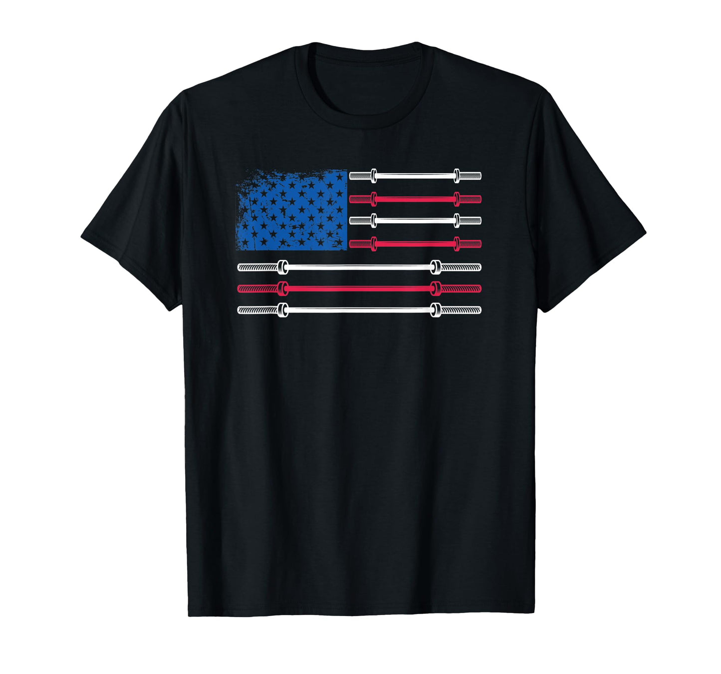 US Flag Weightlifting Barbell Patriotic Love Fitness Gym T-Shirt