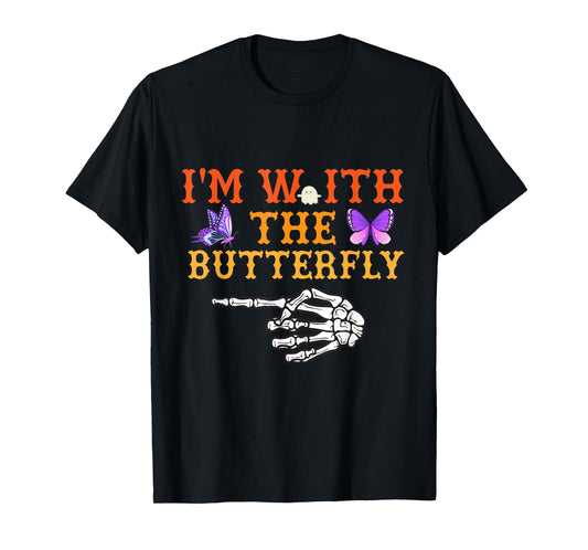 I'm With Butterfly Halloween Costume Couples Matching T-Shirt