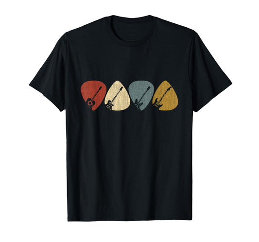 Guitarist, musician Guitar Pick T-Shirt - Unisex-Adults - Black - Small - Short Sleeve - Crew Collar - Modern - Retro - Vintage Design