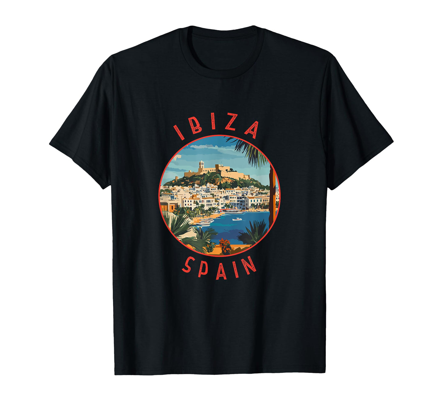 Ibiza Spain Retro Distressed Circle T-Shirt