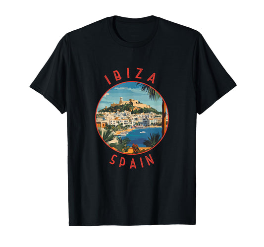 Ibiza Spain Retro Distressed Circle T-Shirt