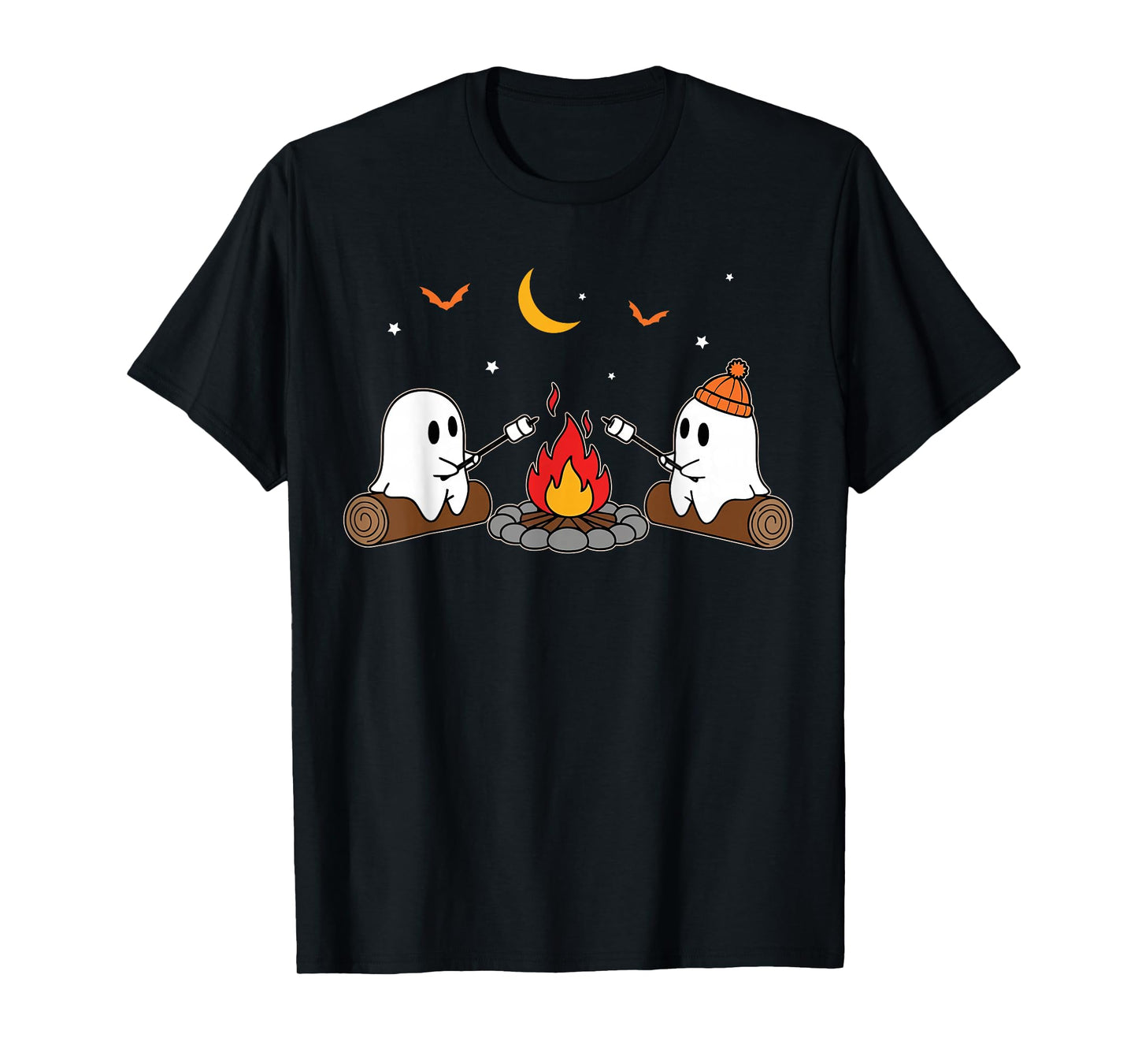 Funny Ghost Camping Campfire Halloween Marshmallow Lover T-Shirt