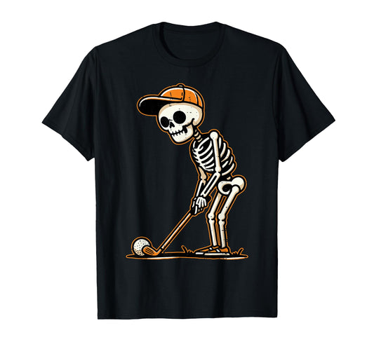 Skeleton Golf Player Halloween Costume Men Boys Kids T-Shirt