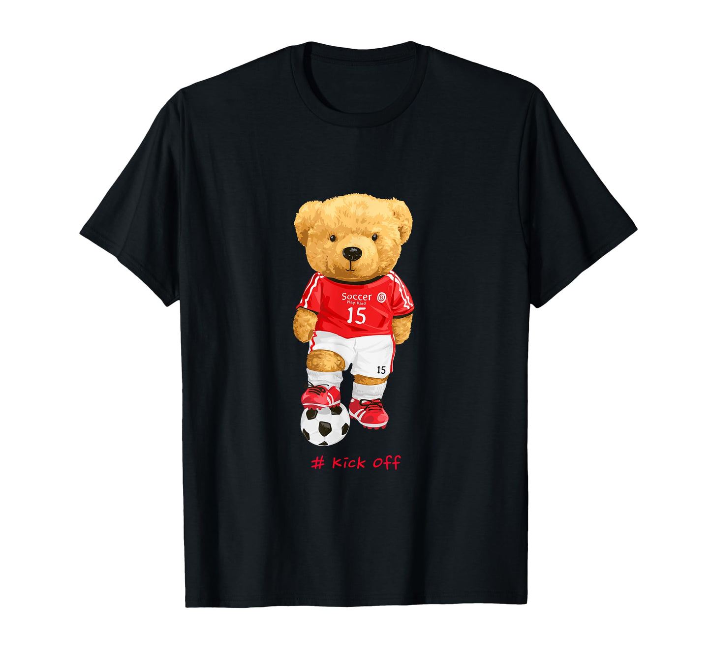 Cool Teddy Bear Soccer Kick Off Style Illustration Graphic T-Shirt