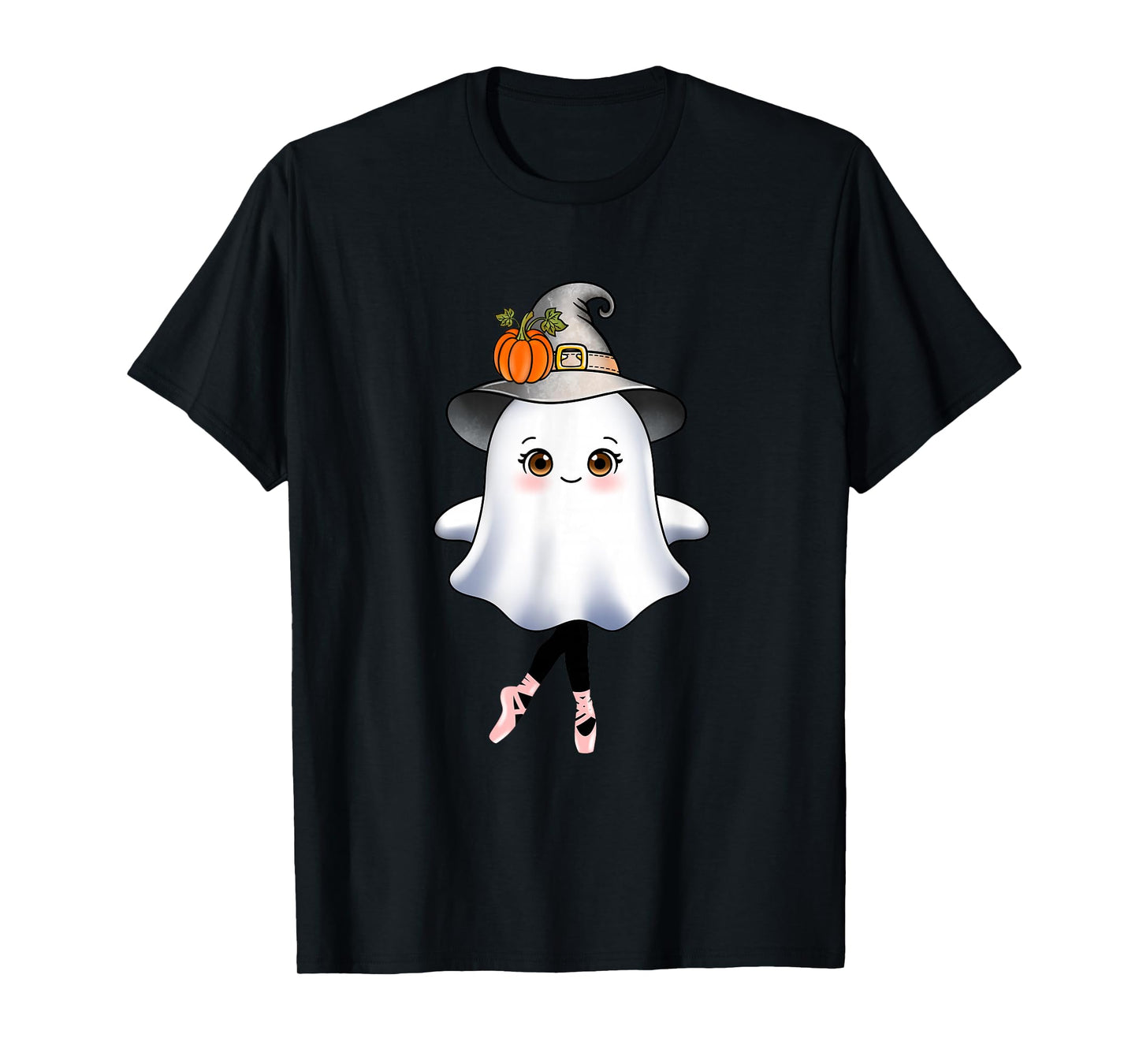 Halloween Ballet Pumpkin Witch Hat Cute Ghost Ballerina T-Shirt