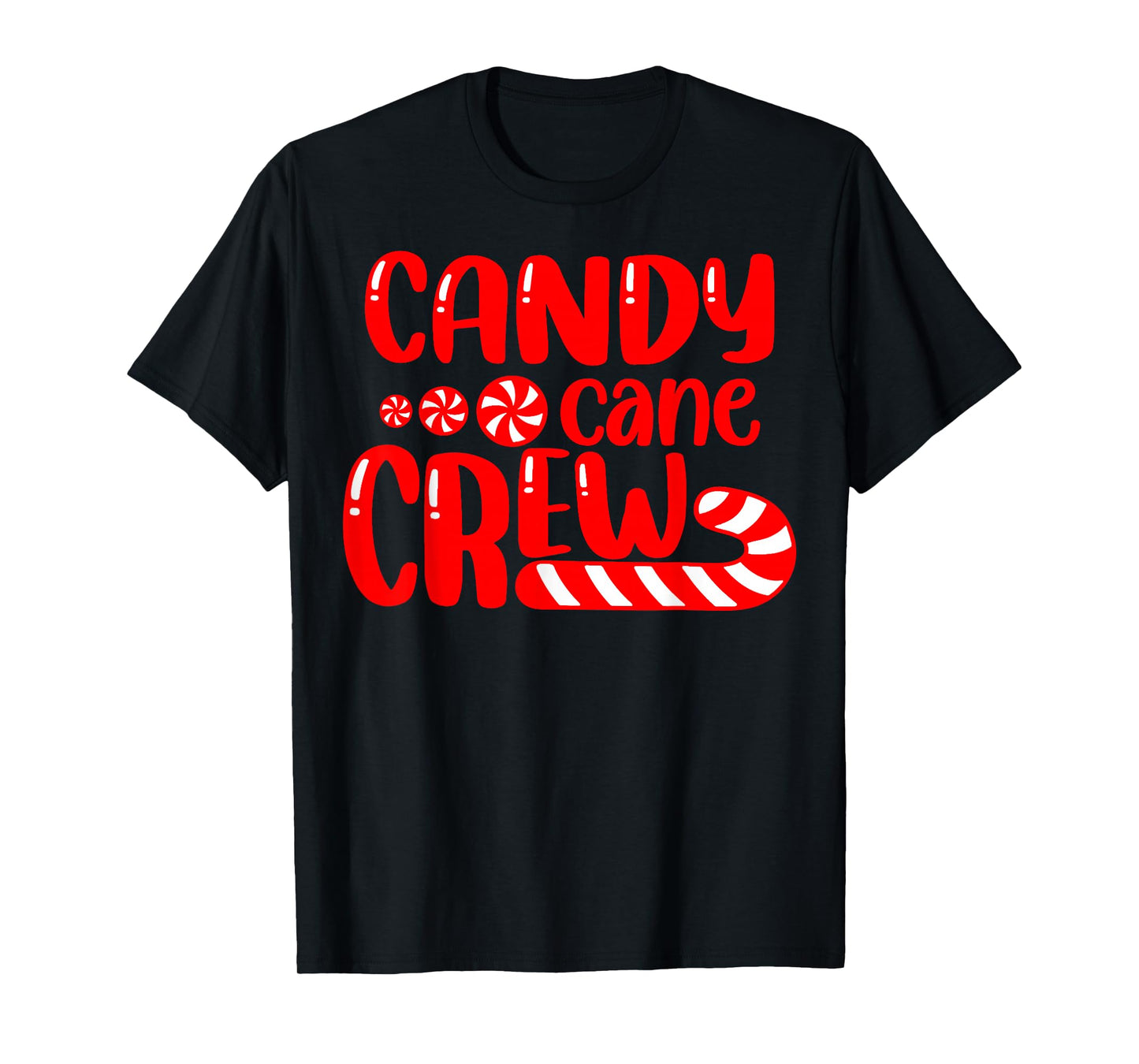 Funny Matching Family Christmas Candy Cane Crew Black Crew Neck T-Shirt, Small, Short Sleeve, Unisex-Adult, Holiday, Casual Wear, Family, Candy Lovers