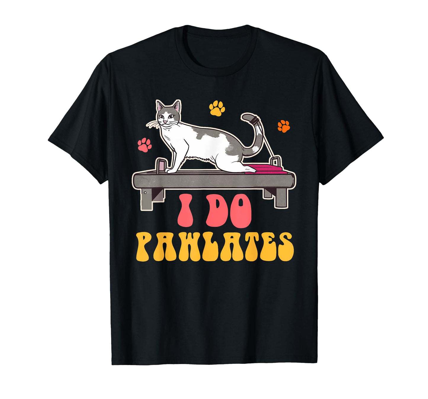 Funny Cat Mom Pilates Woman Workout Yoga Lover I Do Pawlates T-Shirt