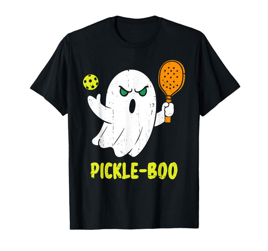 Halloween Pickleball Pickle Boo Ghost Costume Men Women Kids T-Shirt