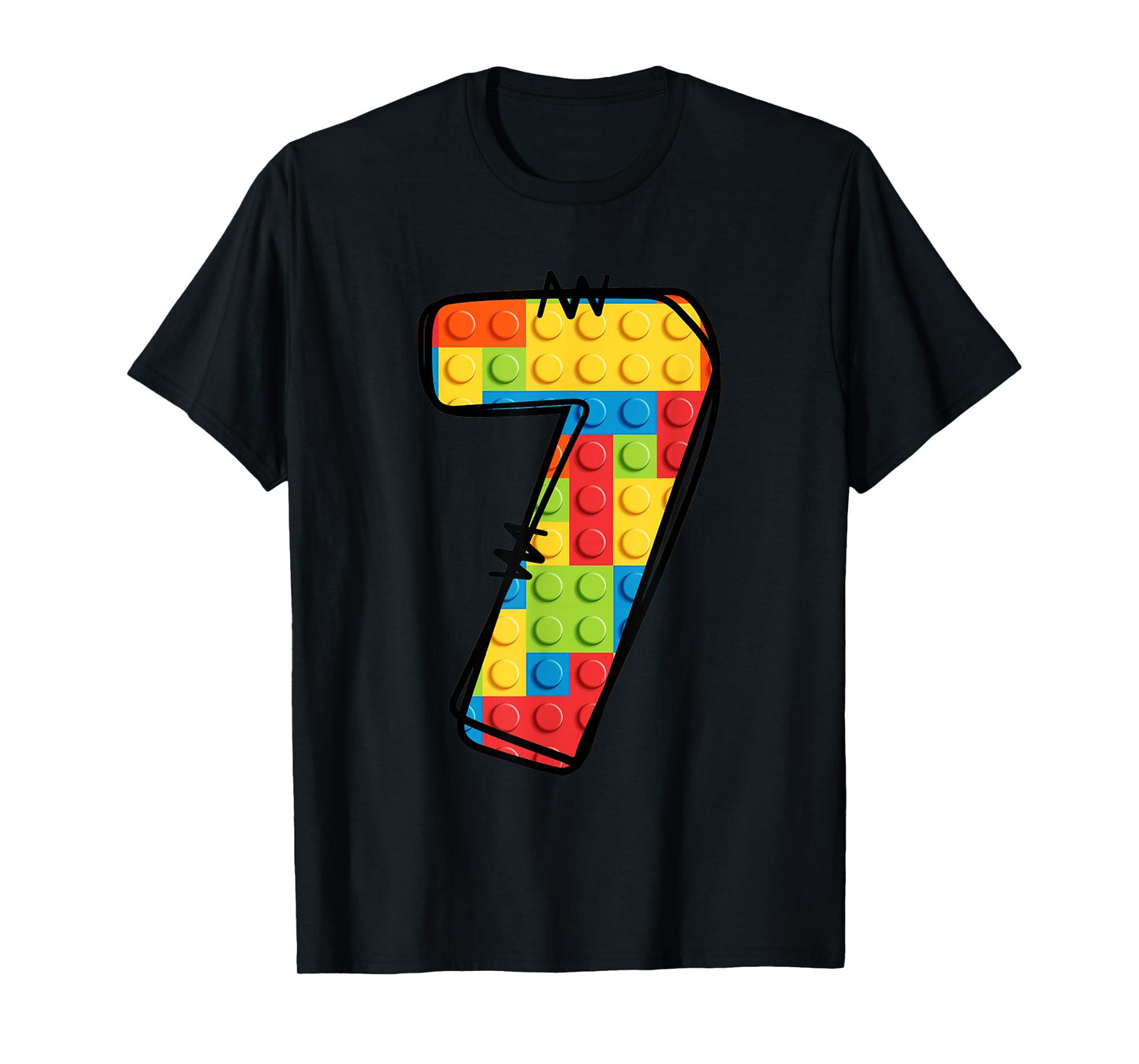 7 Year Old Blocks Building Master Builder 7th Birthday T-Shirt