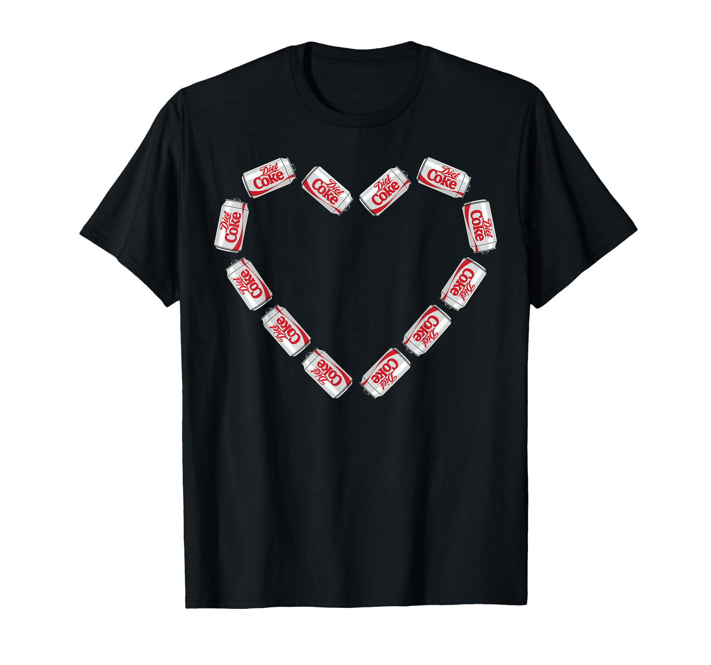 Coca-Cola Company Diet Coke Heart Cans T-Shirt - Unisex-Adults - Black - Small - Short Sleeve - Classic Fit