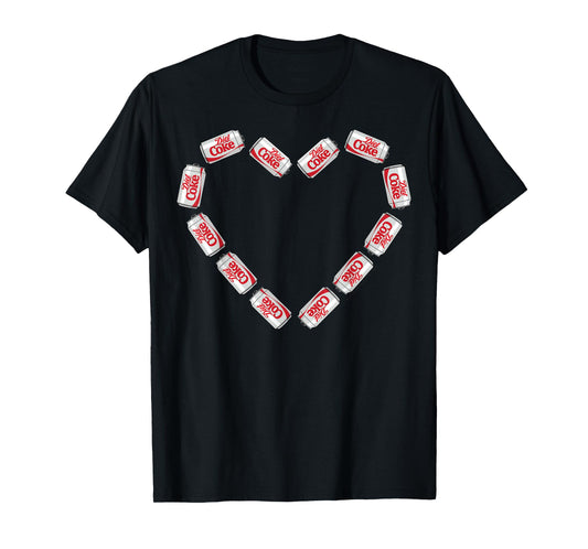 Coca-Cola Company Diet Coke Heart Cans T-Shirt - Unisex-Adults - Black - Small - Short Sleeve - Classic Fit