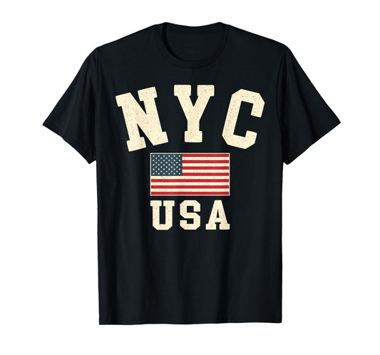 Vintage NYC USA American Flag New York City Souvenir Retro T-Shirt