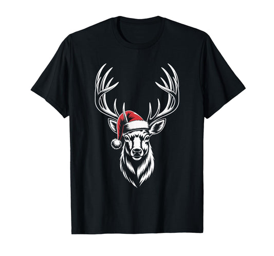 Deer Christmas Santa Hat Pajama Whitetail Buck Deer Xmas T-Shirt