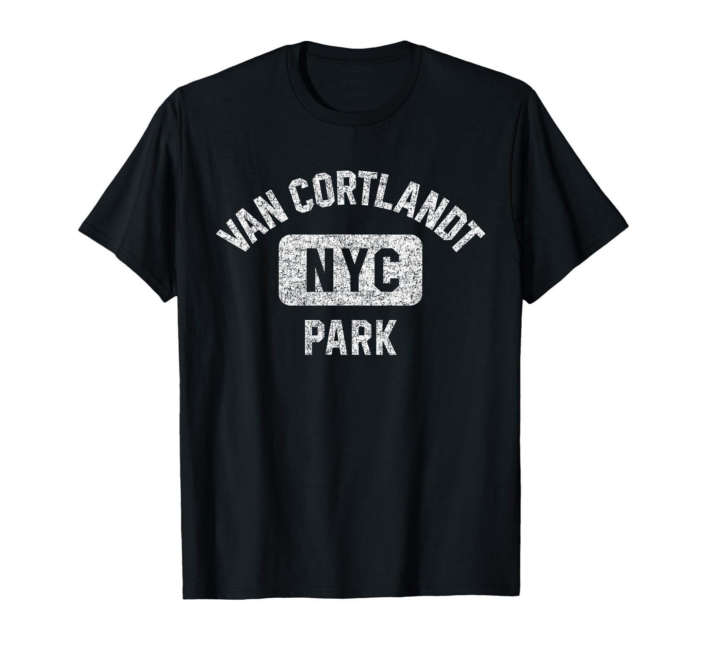 Van Cortlandt Park NYC Gym Style Distressed White Print T-Shirt
