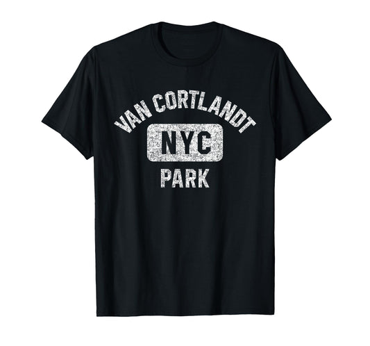 Van Cortlandt Park NYC Gym Style Distressed White Print T-Shirt