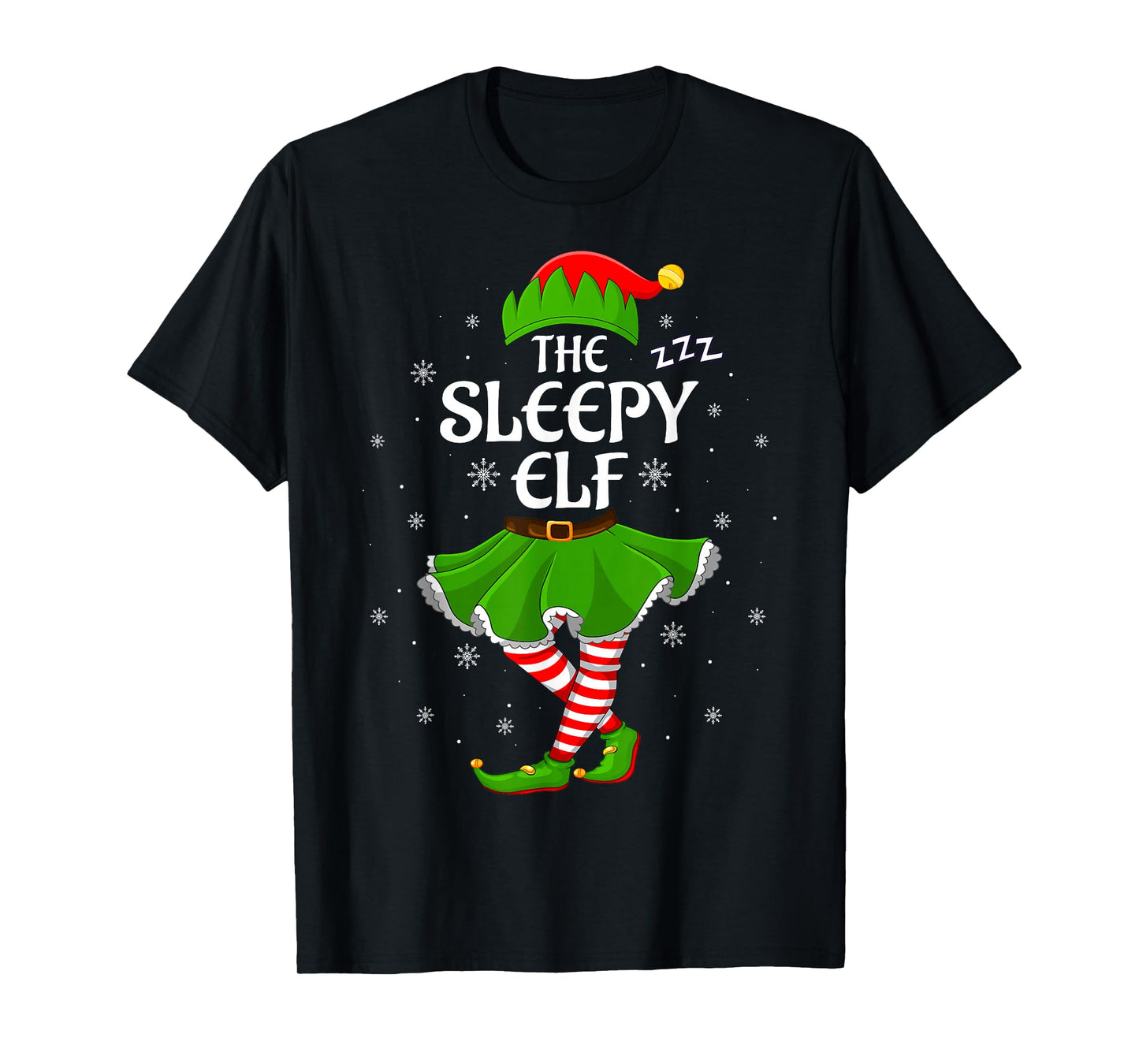 Sleepy Elf Christmas Family Girls Women Elf Squad Xmas T-Shirt