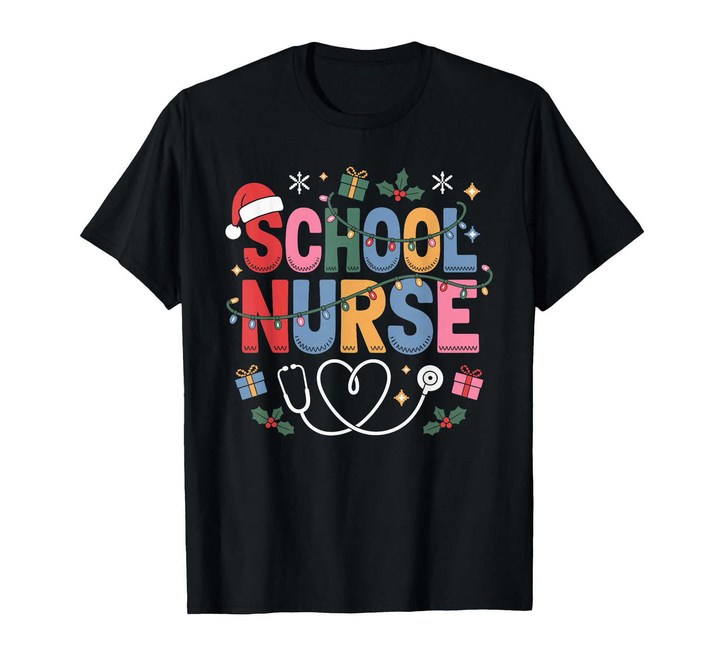 School Nurse Christmas Santa Cap Nursing Humor Xmas T-Shirt
