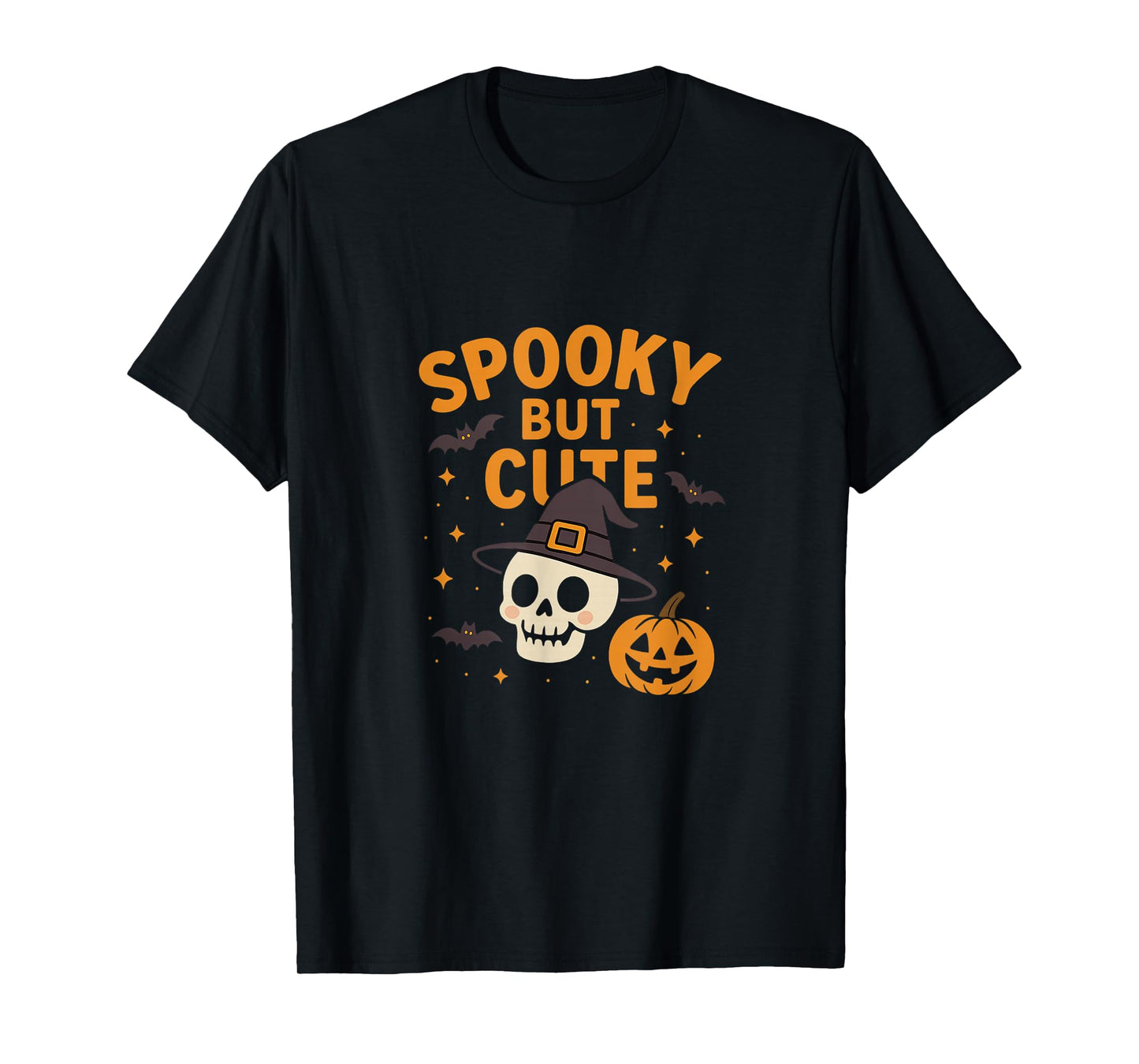 Spooky But Cute, Halloween Skull, Pumpkin T-Shirt