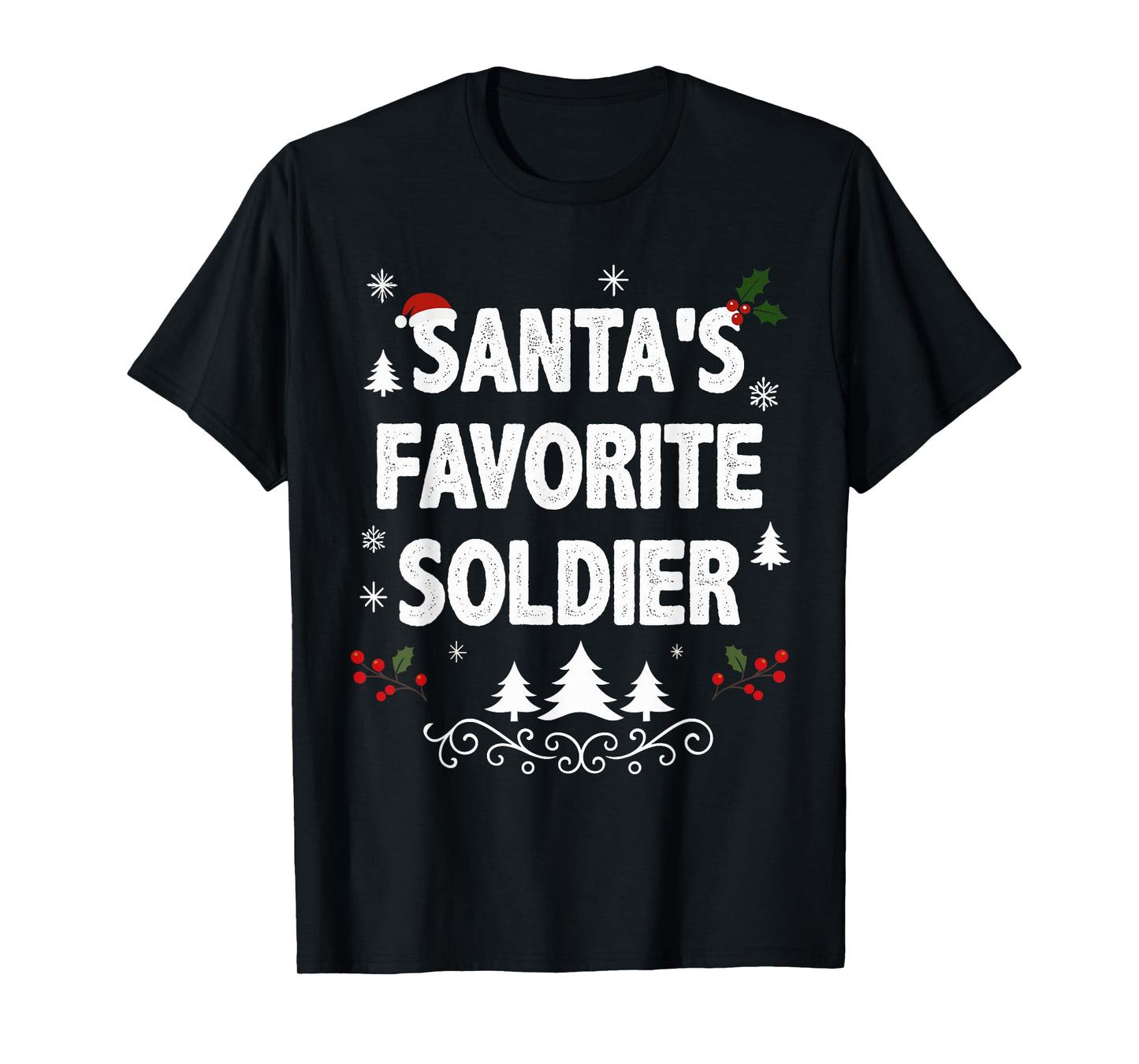Santa's Favorite Soldier Funny Holiday Christmas Pajamas T-Shirt