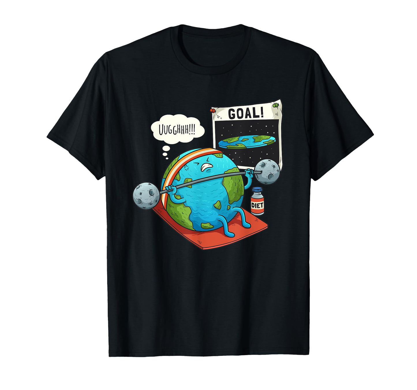 Funny Flat Earth Fitness Target Gym Workout Training Meme T-Shirt