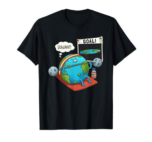 Funny Flat Earth Fitness Target Gym Workout Training Meme T-Shirt