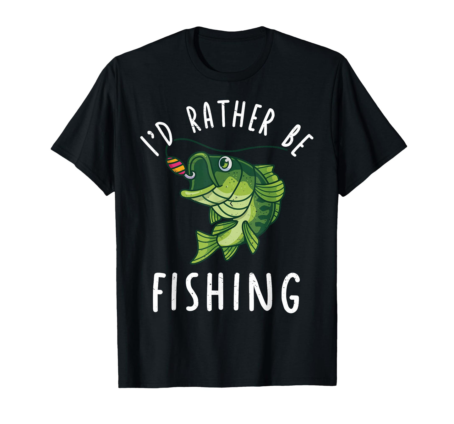 Boy Kids I'd Rather Be Fishing-Shirt Funny Bass Fishing Gift T-Shirt