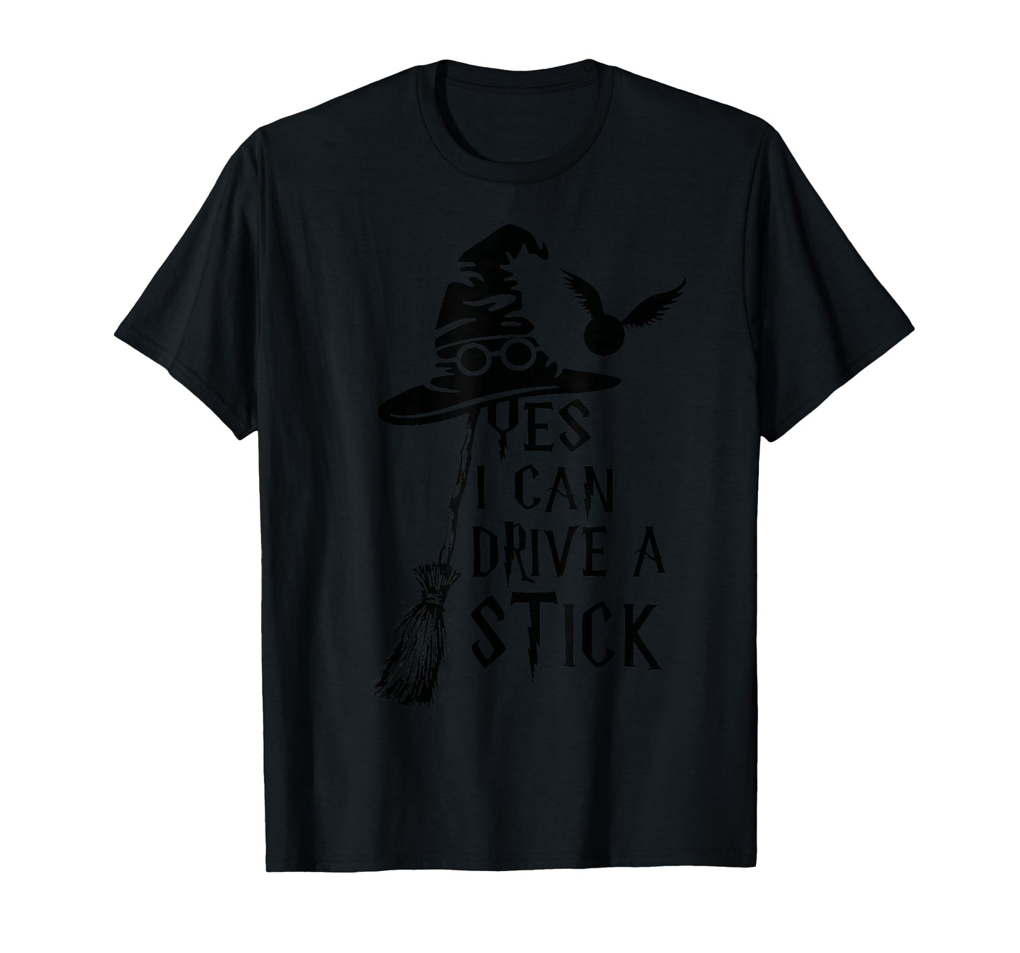 Yes I Can Drive A Stick Funny Halloween Spooky Witch T-Shirt