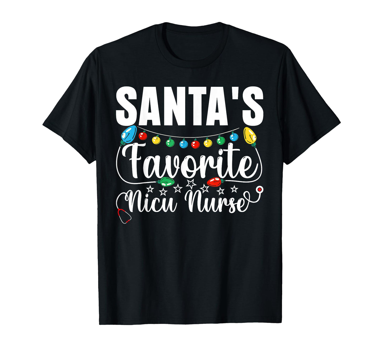 Christmas Santa's Favorite NICU Nurse Xmas Crew Santa Men T-Shirt