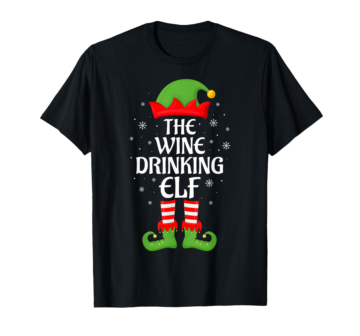Wine Drinking Elf Xmas Family Matching Elf Squad Christmas T-Shirt