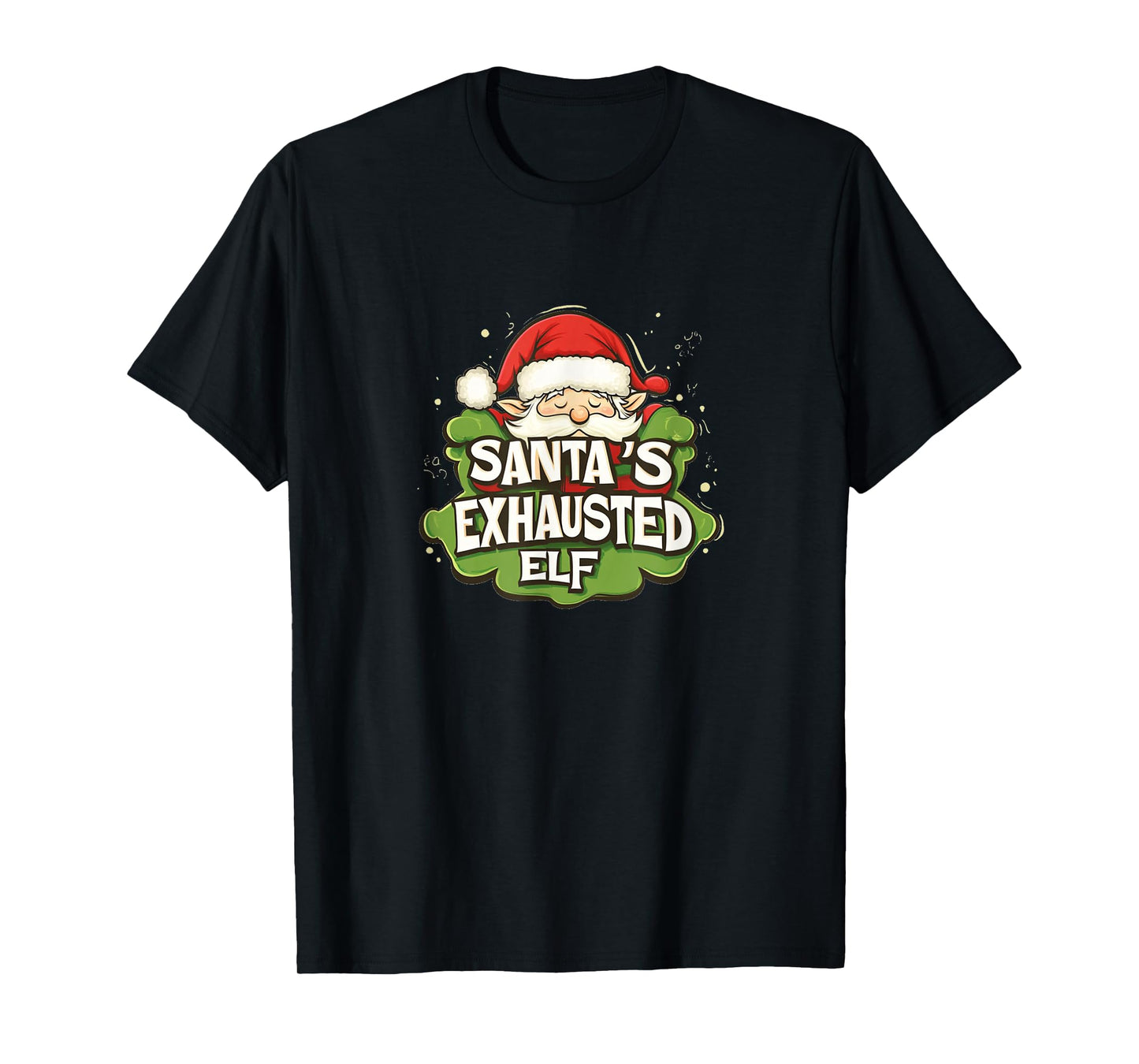 Funny Santa's Exhausted Elf Emblem T-Shirt