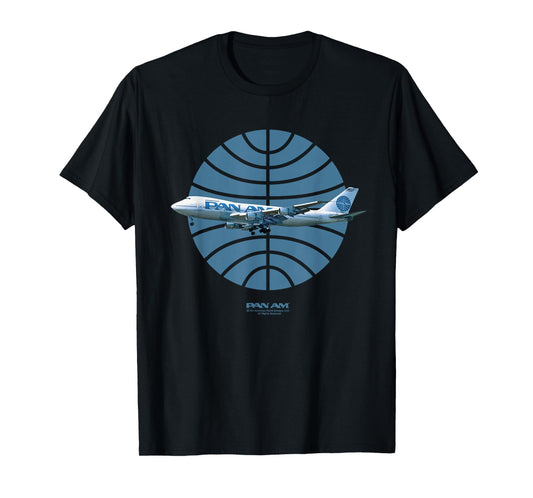 Pan Am Plane Over 1950s Logo T-Shirt