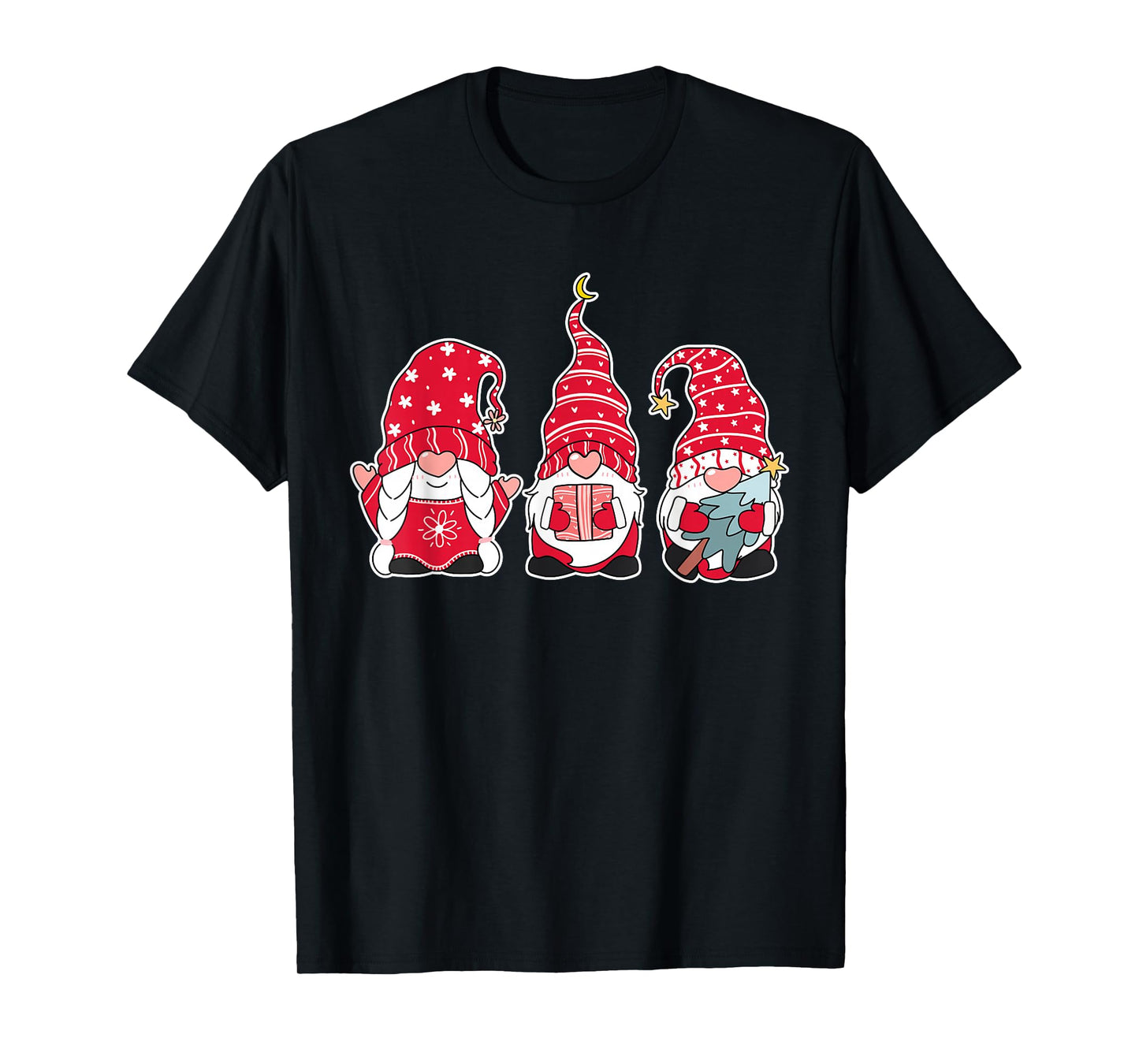Funny Sweet Christmas Little Gnomes Xmas Santa Claus Party T-Shirt