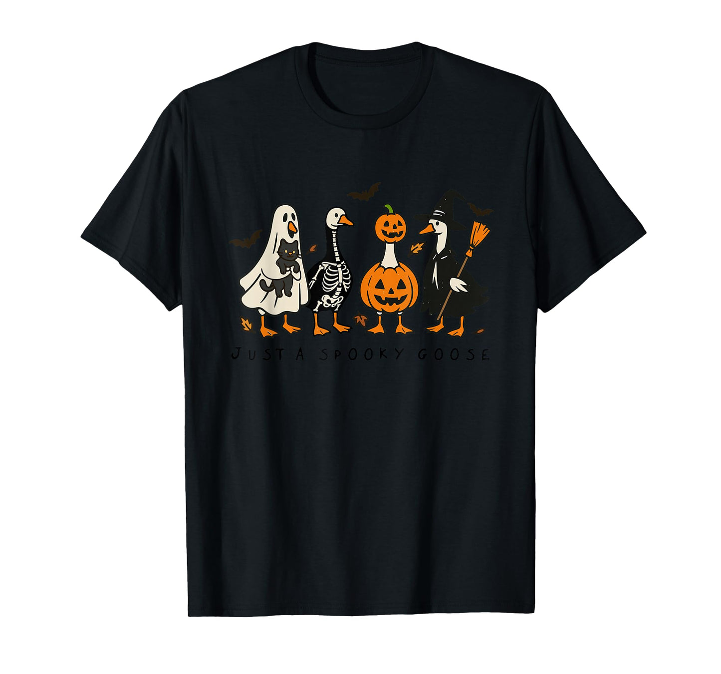 Just a Spooky Goose Ghost Pumpkin Halloween Costume Funny T-Shirt