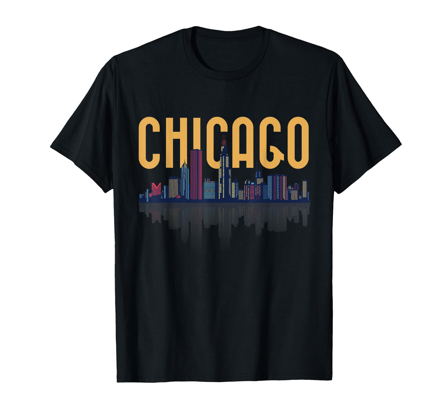 Chicago Illinois IL Night City Skyline Lights Tee Men Women T-Shirt