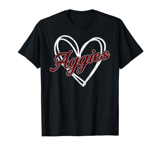 Retro Personalized Aggies-Heart Men Women Kid T-Shirt
