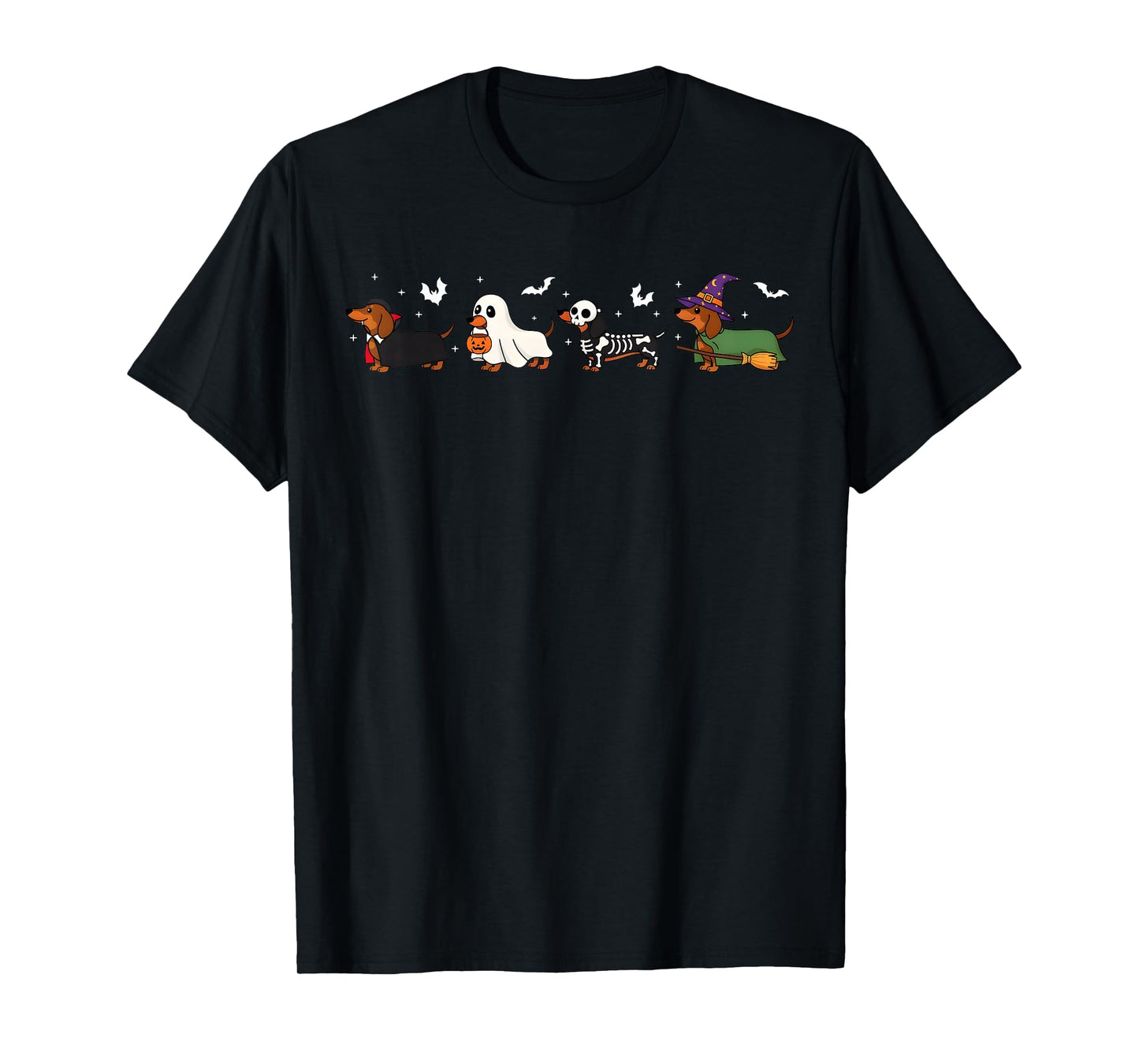 Weiner Dog Witch Happy Halloweenie Cute Halloween Dachshund T-Shirt