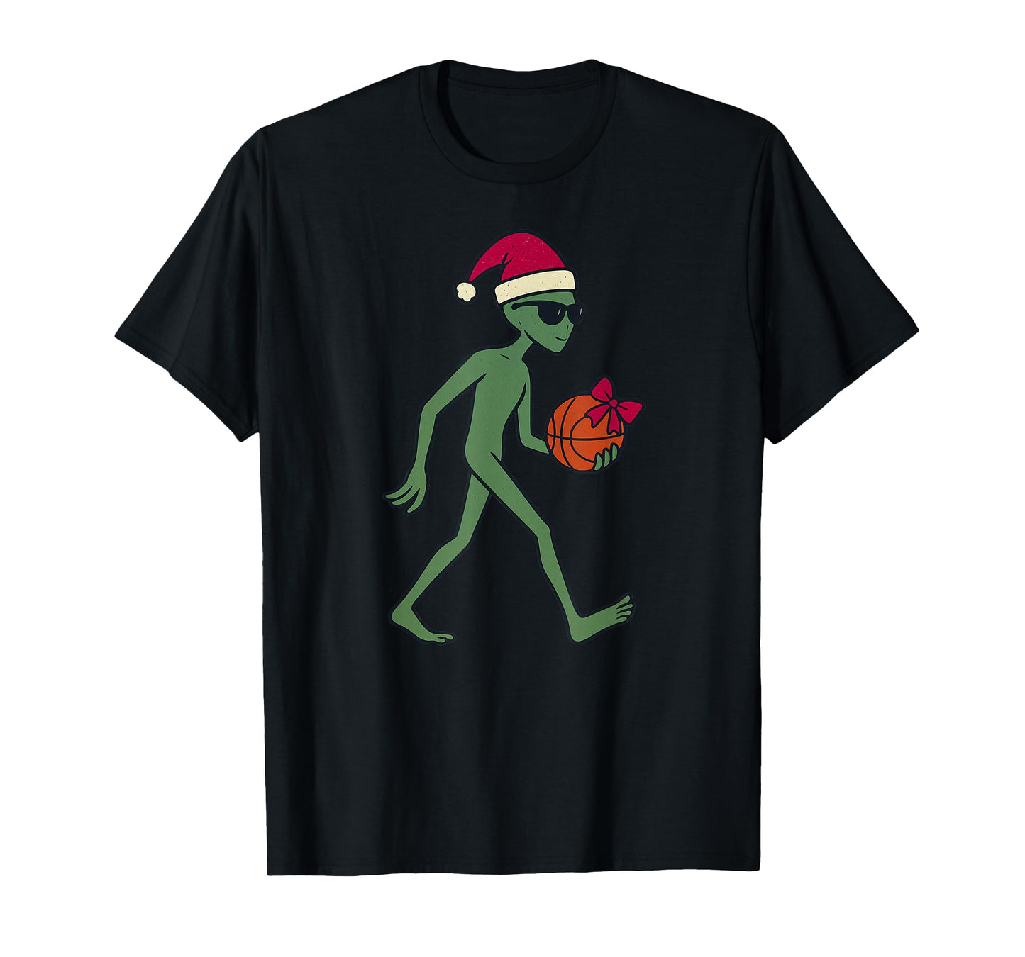 Christmas Alien Basketball Vintage Funny Xmas Holiday T-Shirt