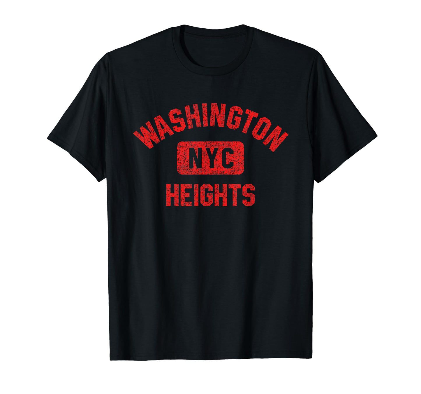 Washington Heights NYC Gym Style Distressed Red Print T-Shirt